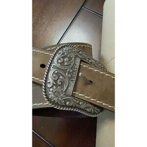 Ariat Woman’s Turquoise Cross Brown Leather Belt Silver Beaded Concha Medallions Ariat Beaded Belts for Women for sale | eBay main image 4